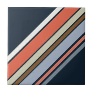 Diagonal retro style stripes design tile