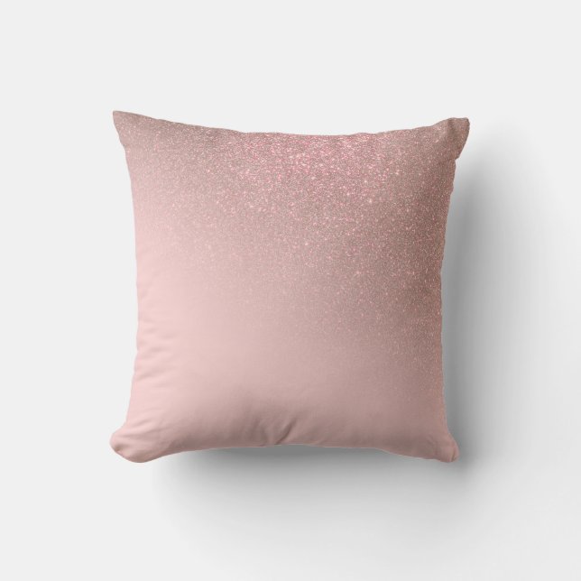 Diagonal Rose Gold Blush Pink Ombre Gradient Cushion (Front)