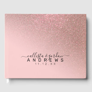 Diagonal Rose Gold Blush Pink Ombre Gradient Guest Book