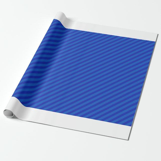 Diagonal royal blue Stripes Wrapping Paper (Unrolled)