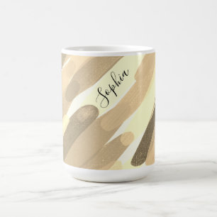 Diagonal Sepia Strokes, Name, Abstract Painting Coffee Mug