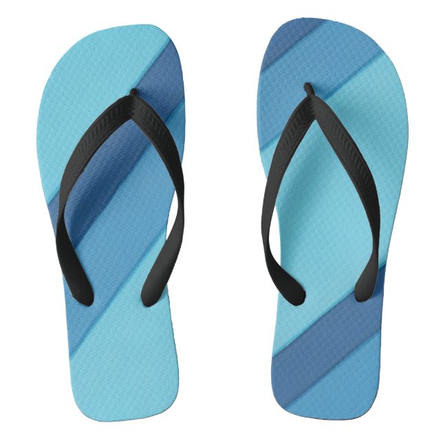 Diagonal Shades of Blue Stripes FlipFlops (Footbed)