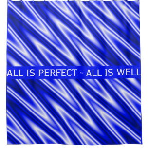 Diagonal Sinus Waves pattern - royal blue white Shower Curtain