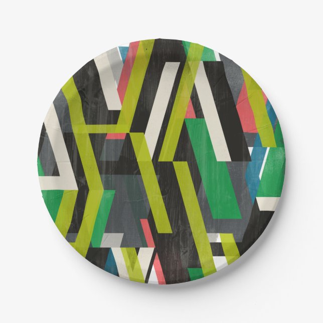 Diagonal Slipstream Pattern Paper Plate (Front)