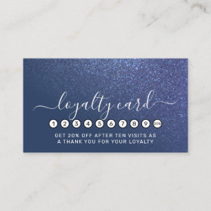 Diagonal Sparkly Navy Blue Glitter Gradient Ombre Loyalty Card