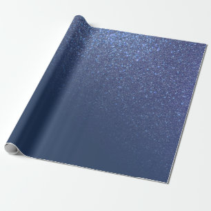 Diagonal Sparkly Navy Blue Glitter Gradient Ombre Wrapping Paper