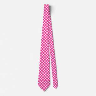 Diagonal Spots - Hot Pink on White Neck Tie