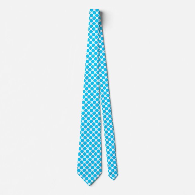 Diagonal Spots - Sky Blue on White Tie (Front)
