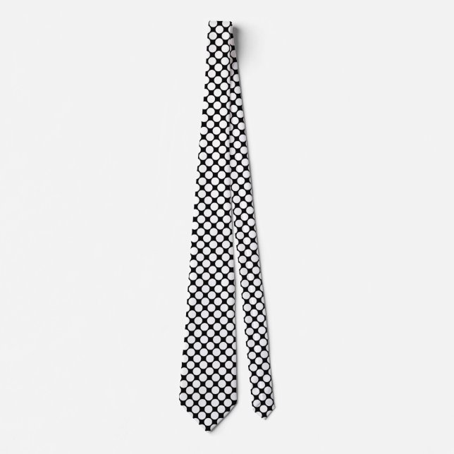 Diagonal Spots - White on Black Tie (Front)