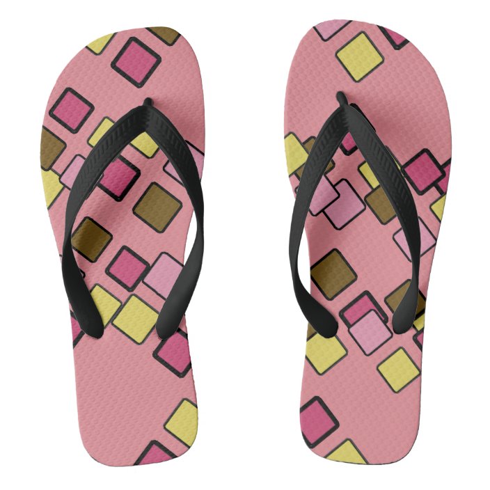 Diagonal Squares Chaos Pink Flip Flops Zazzle.co.uk