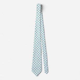 Diagonal Squares - Light Blue Green on White Neck  Tie