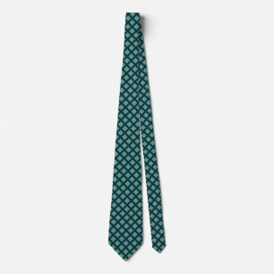 Diagonal Squares - Ocean Green on Dark Green Tie