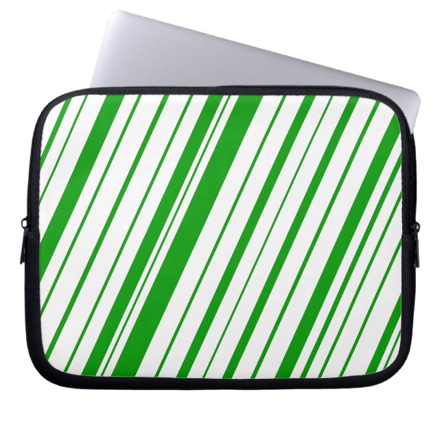 Diagonal Stripe ~ Green Laptop Sleeve (Front)