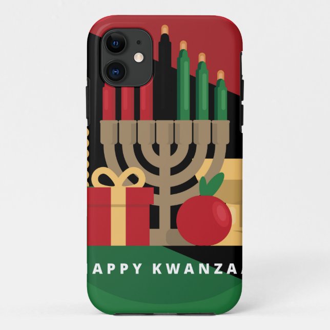diagonal stripe Happy Kwanzaa Case-Mate iPhone Case (Back)