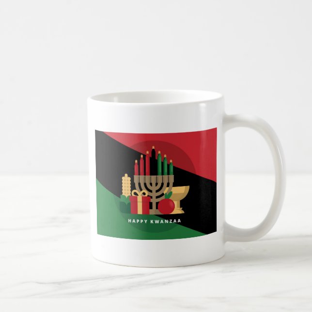 diagonal stripe Happy Kwanzaa Coffee Mug (Right)