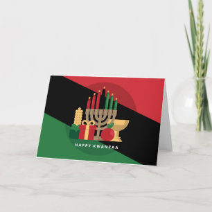 diagonal stripe Happy Kwanzaa Holiday Card