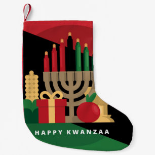 diagonal stripe Happy Kwanzaa stocking