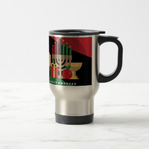 diagonal stripe Happy Kwanzaa Travel Mug