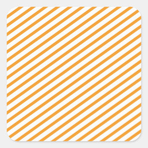 Diagonal Stripe Orange Pattern Square Sticker