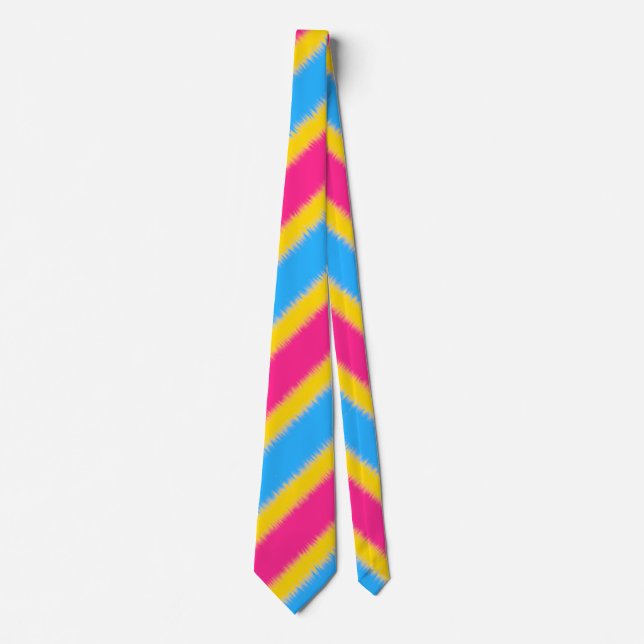 Diagonal Stripe Pansexual Flag Neck Tie (Front)