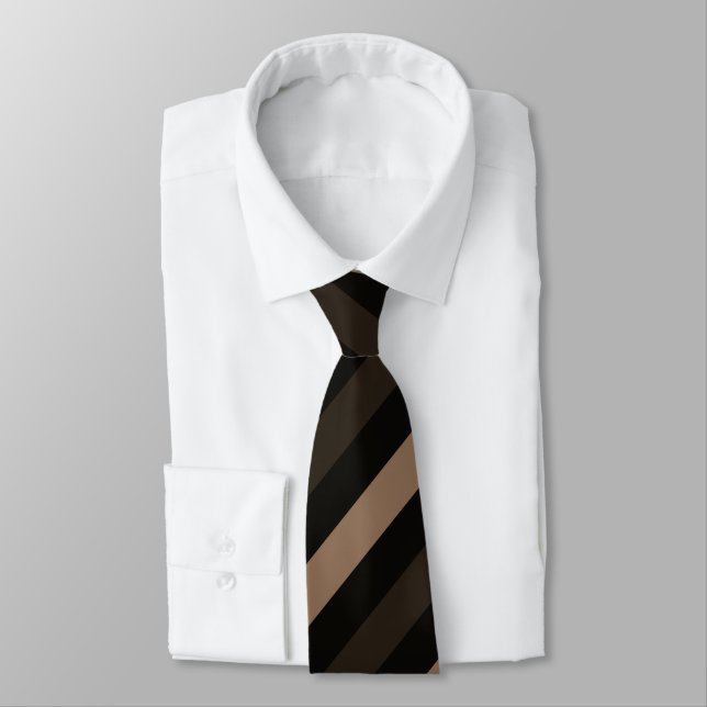 Diagonal Stripe Pattern in Black, Coffee Brown, an Tie (Tied)
