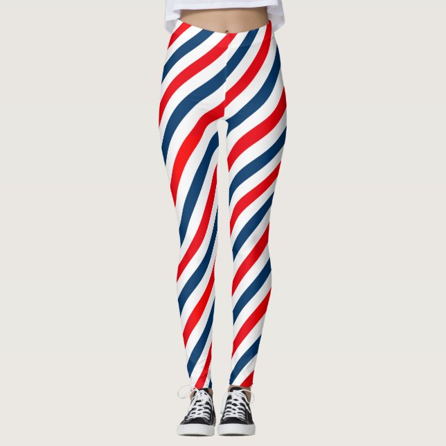 Diagonal Stripe Pattern Tricolor Leggings (Front)