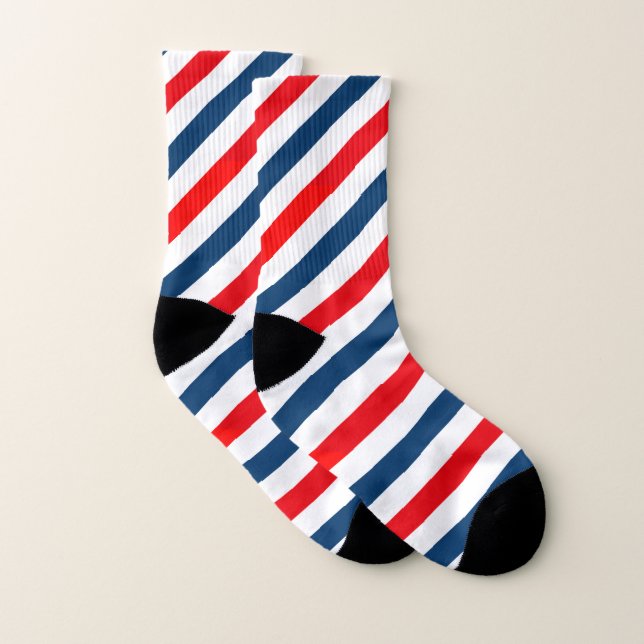 Diagonal Stripe Pattern Tricolor Socks (Pair)