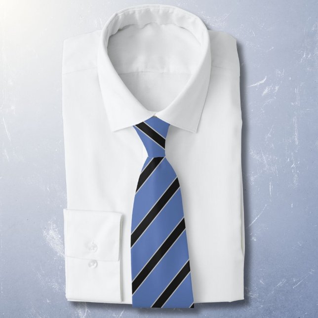 Diagonal striped black on blue classic tie (Creator Uploaded)