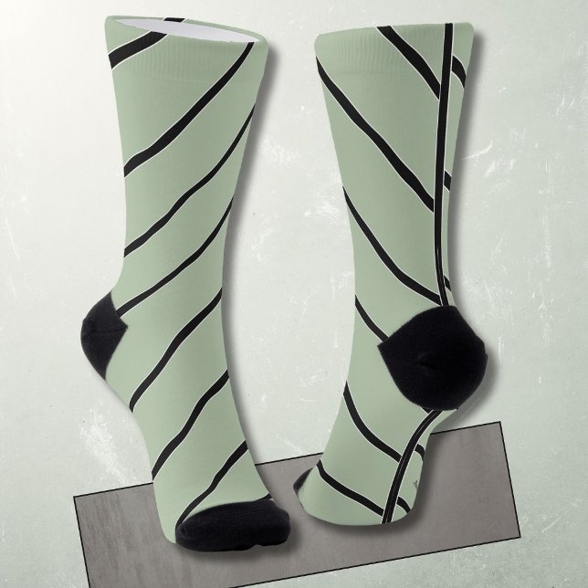 Diagonal striped black on green classic socks (Creator Uploaded)