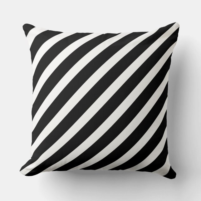 Diagonal Striped Black & White Cushion (Front)