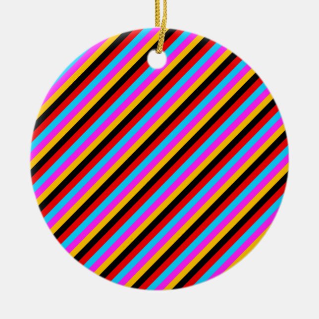Diagonal Stripes 04 Ceramic Tree Decoration (Front)