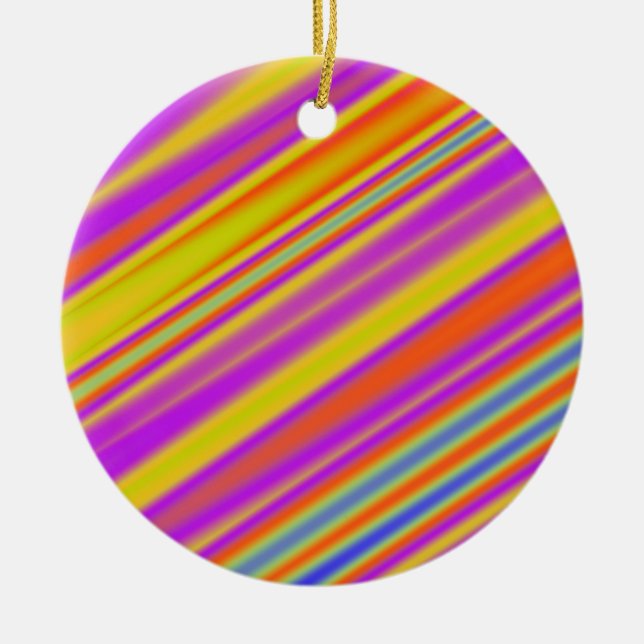 Diagonal Stripes 06 Ceramic Tree Decoration (Front)