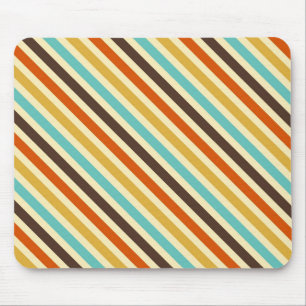 Diagonal Stripes 4 Retro Colours Blue Yellow Red Mouse Mat
