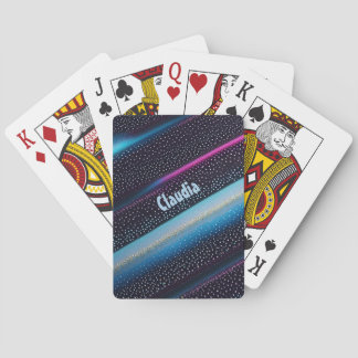 diagonal stripes and points pattern black, blue playing cards