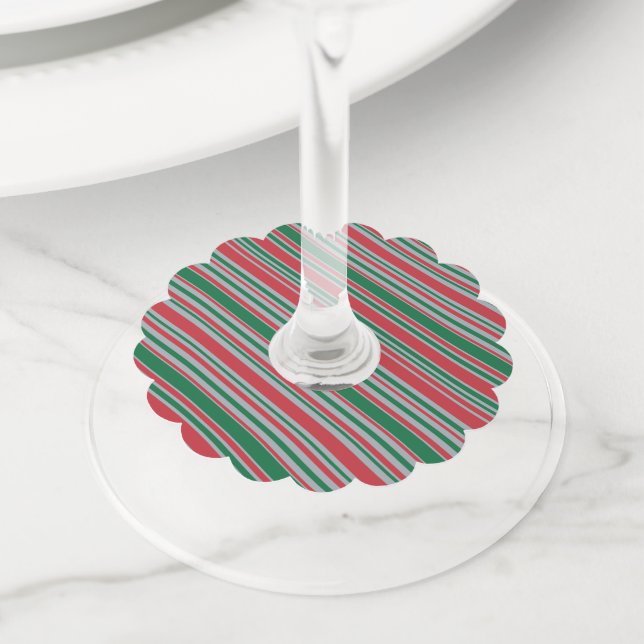 Diagonal stripes background wine glass tag (Close Up)