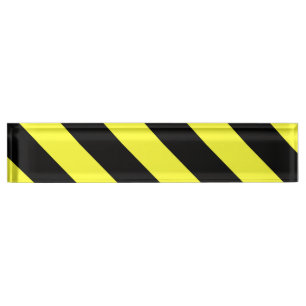 diagonal stripes black and yellow nameplate