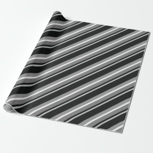 Diagonal Stripes Black Wrapping Paper
