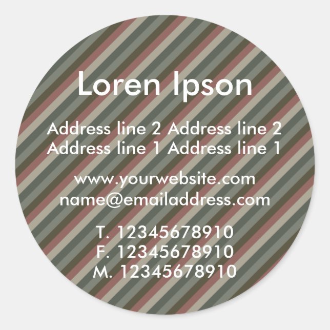 Diagonal Stripes Business / Profile Classic Round Sticker (Front)