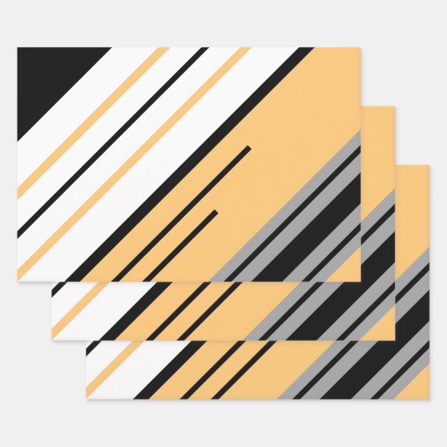 Diagonal stripes design wrapping paper sheet (Set)