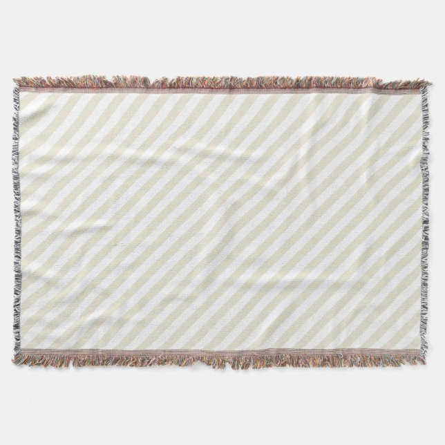 Diagonal Stripes Eggshell Throw Blanket (Front)