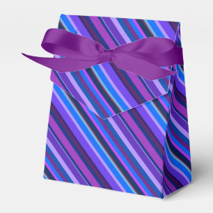 Diagonal stripes in blue and purple favour box
