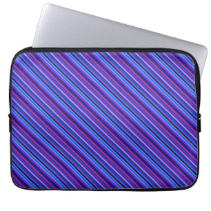 Diagonal stripes in blue and purple laptop sleeve