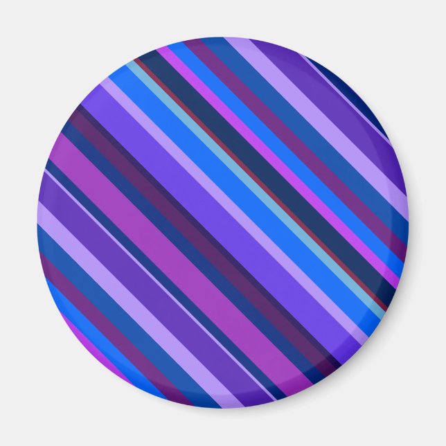 Diagonal stripes in blue and purple magnet (Front)