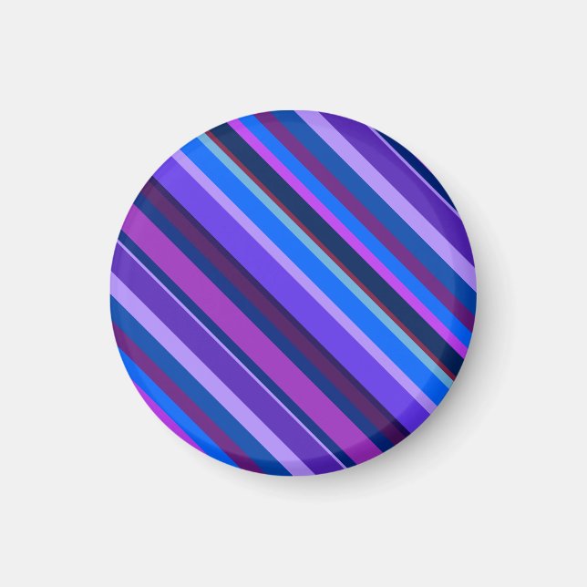 Diagonal stripes in blue and purple magnet (Front)