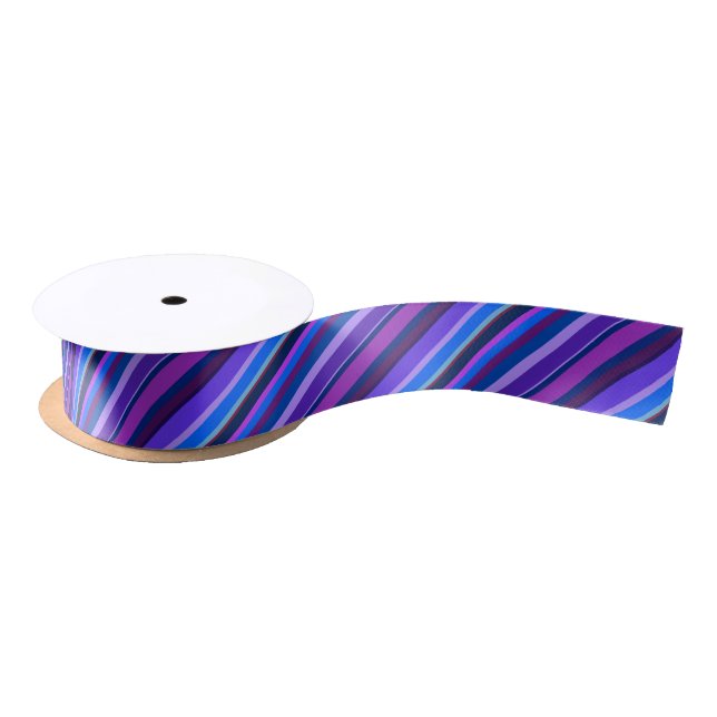 Diagonal stripes in blue and purple satin ribbon (Spool)