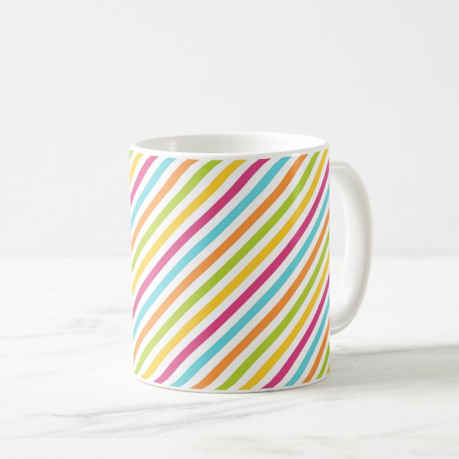 Diagonal stripes in vibrant colors coffee mug (Front Right)