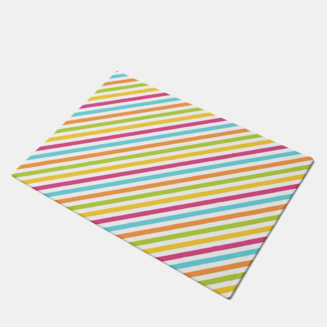 Diagonal stripes in vibrant colours doormat (Angled)
