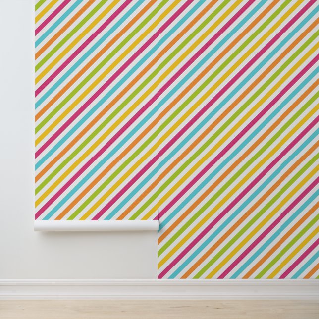 Diagonal stripes in vibrant colours wallpaper (Application)