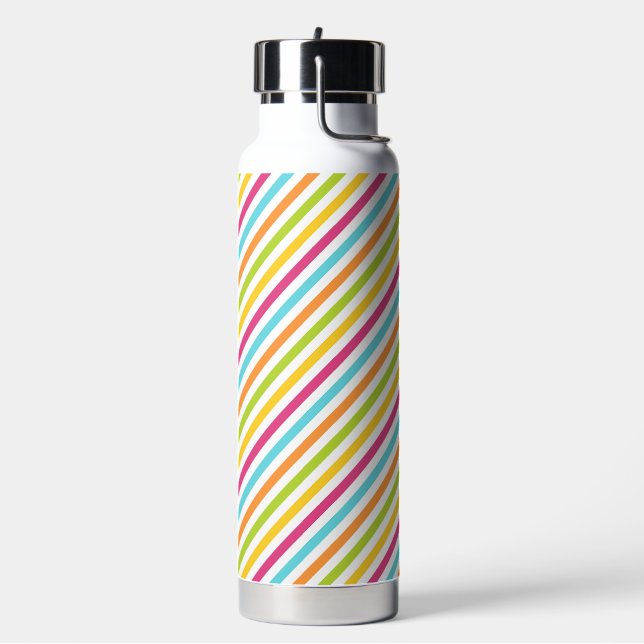 Diagonal stripes in vibrant colours water bottle (Left)