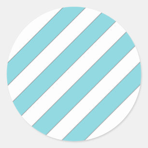 diagonal stripes light blue classic round sticker